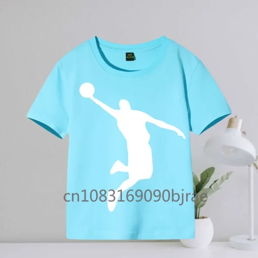 Camiseta de verano para niños y niñas con estampado de Jordan y cuello redondo