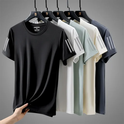 Camiseta deportiva de secado rápido, manga corta