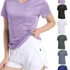 Camiseta deportiva transpirable ultraligera de color liso para mujer