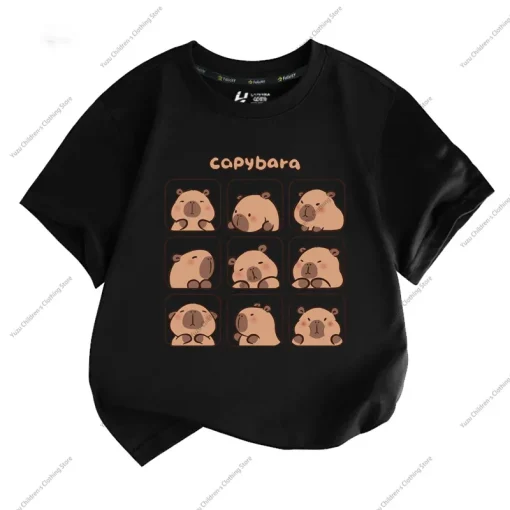 Camiseta infantil manga corta con estampado de capibara