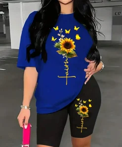 Camiseta mujer girasol mariposa estampado bonito