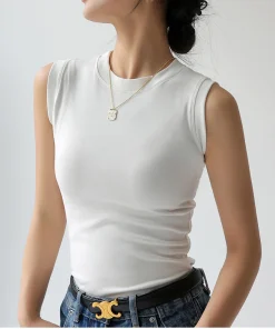 Camiseta sin mangas de algodón para mujer