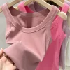 Camiseta sin mangas elástica sólida O cuello