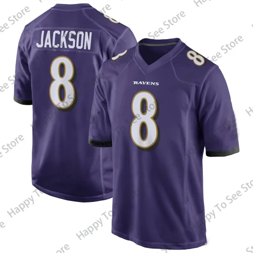 Camiseta suelta deportiva de béisbol para hombres, Baltimore Ravens, Lamar Jackson