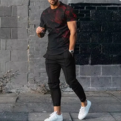 Camiseta y pantalón deportivos para hombre con estampado 3D