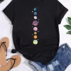 Camisetas Maycaur Mujer Luna Impresión Planeta Moda