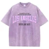 Camisetas de algodón lavadas para mujer con estampado Los Ángeles 1996