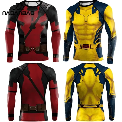 Camisetas de compresión de Deadpool y Wolverine de NADANBAO