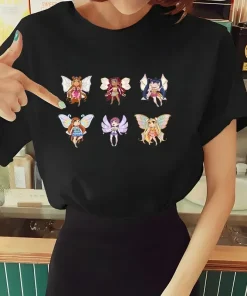 Camisetas elegantes de hadas mariposa Winx casuales con estampado para mujer