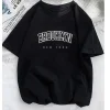 Camisetas estampadas con letras de Brooklyn para mujer