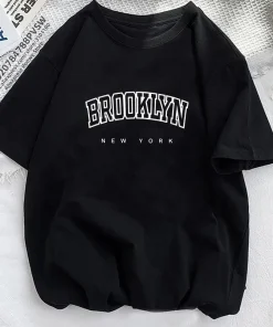 Camisetas estampadas con letras de Brooklyn para mujer