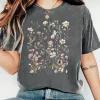 Camisetas vintage para mujer Harajuku con estampado de flores y plantas