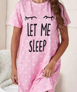 Camisones femeninos de talla grande con estampado Déjame dormir