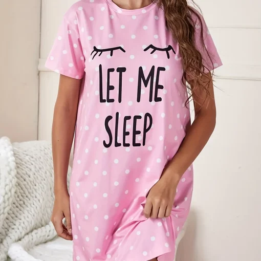 Camisones femeninos de talla grande con estampado Déjame dormir