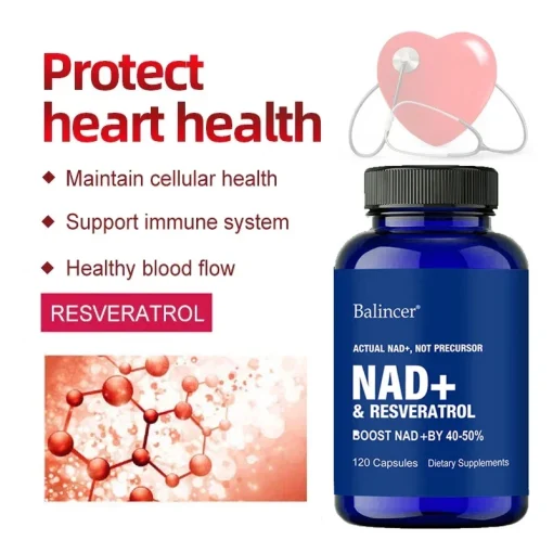 Cápsulas de Suplementos NAD+ y Resveratrol