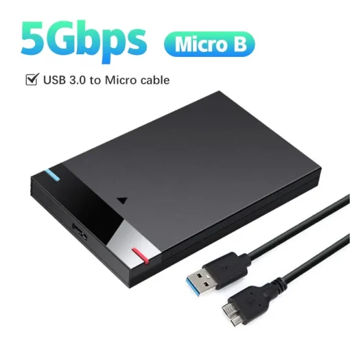 Carcasa HDD para caja de 2,5 pulgadas, cable USB 3.0 tipo C para Micro B, disco duro externo 5 TB, dispositivo de almacenamiento portátil HD 5 Gbps compatible con UASP