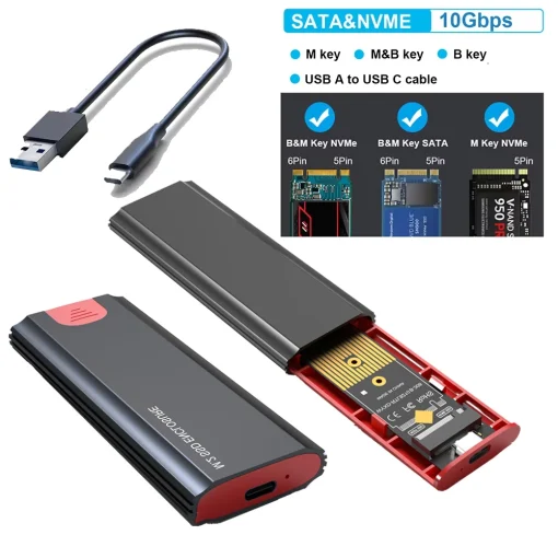 Carcasa SSD M2 SATA con 10Gbs USB 3.2 Gen2