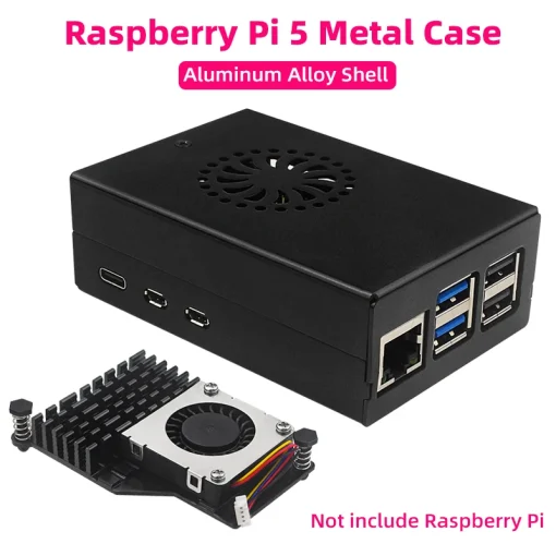 Carcasa metálica Raspberry Pi 5 de aleación de aluminio compatible