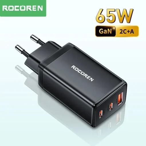 Cargador Rocoren 65 W GaN, carga rápida