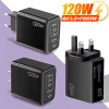 Cargador USB 5 puertos 120W carga rápida tipo C