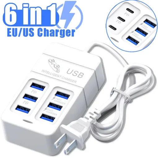 Cargador USB 6 en 1 de 35 W PD