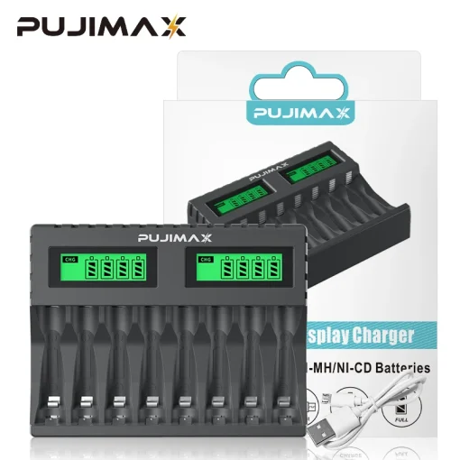 Cargador de batería PUJIMAX de 8 ranuras