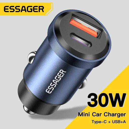 Cargador de coche QC PD 3.0 SCP USB Essager 30W 5A