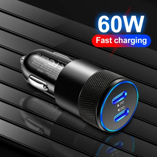 Cargador de coche USB C de 60W