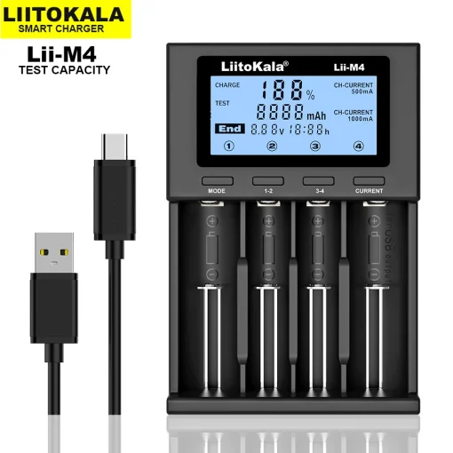 Cargador inteligente LiitoKala M4CH4 LCD 4 ranuras