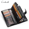 Cartera de cuero genuino para hombre de CONTACT con monedero para teléfono, bolsillo para monedas, cartera de mano para hombre, cartera pequeña