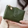 Cartera minimalista para mujer, corta, tres niveles