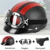 Casco de moto clásico de rayas