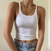 Casual top sin mangas de algodón blanco para mujer