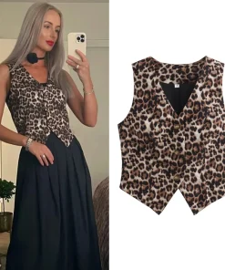 Chaleco corto de mujer estampado leopardo HXAO