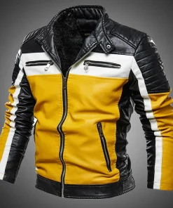 Chaqueta de cuero amarilla para hombre