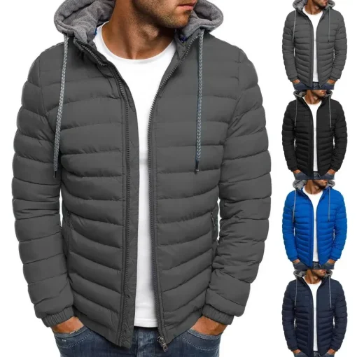 Chaqueta de punto oversize para hombre con cordones con capucha acolchados suaves de grosor moderado para mayor calidez e innovación