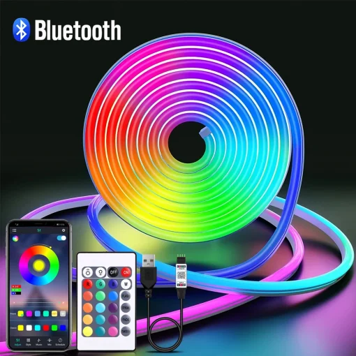 Cinta LED de neón RGB USB de 5V de 1M 2M 3M 4M 5M