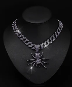 Collar colgante de araña de aleación de cadena cubana gruesa de hip hop de alta calidad al por mayor para hombres y mujeres