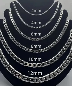 Collar de cadena eslabones para hombre de plata 25,4 cm