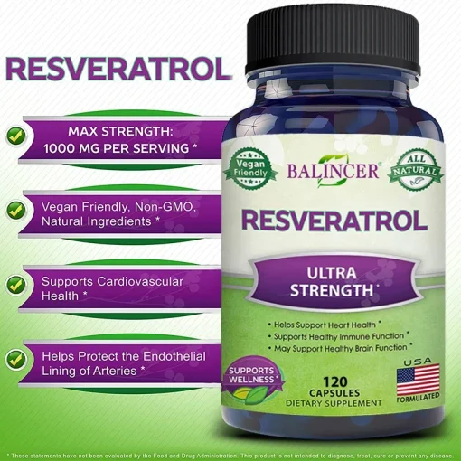 Complejo Balancer Resveratrol - Ayuda a la salud cardiovascular, promueve la luminosidad de la piel y antioxidantes