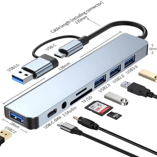 Concentrador USB C 8 en 2