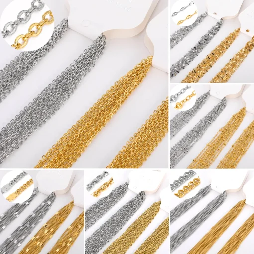 Conjunto de 10 collares dorados