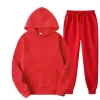 Conjunto de 2 piezas de sudadera+pantalón de color liso para hombre