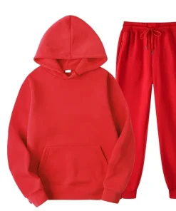 Conjunto de 2 piezas de sudadera+pantalón de color liso para hombre