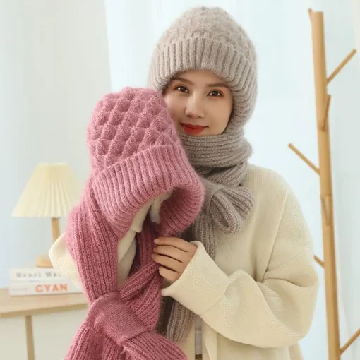 Conjunto de gorro y bufanda de invierno de punto