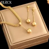 Conjunto de joyas aretes colgantes con collar de placa oro 18K acero inoxidable 316L