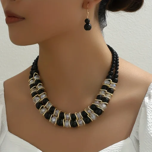 Conjunto de joyas estilo bohemio, collar y aretes