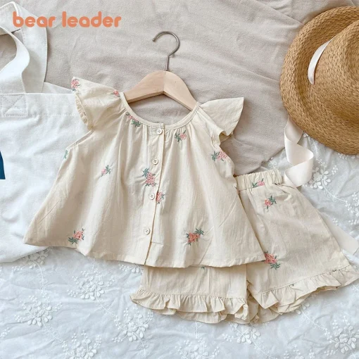 Conjunto de moda veraniega de oso para niñas