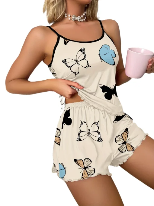 Conjunto de pijama con estampado de mariposa