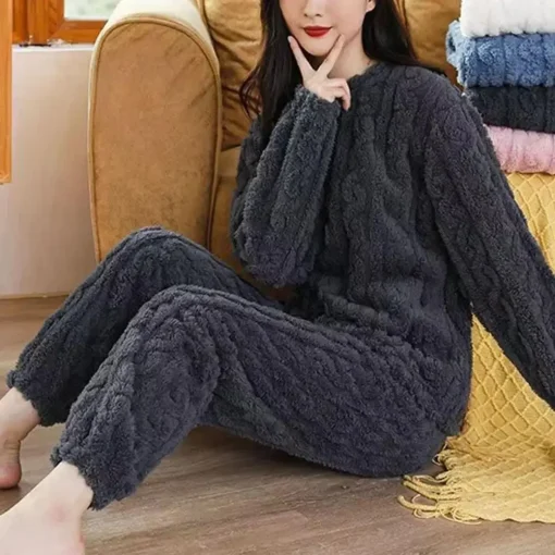 Conjunto de pijama de invierno de 2 piezas para mujer